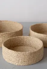 Round Jute Tray Basket -Large: 15"D x 5.5" H